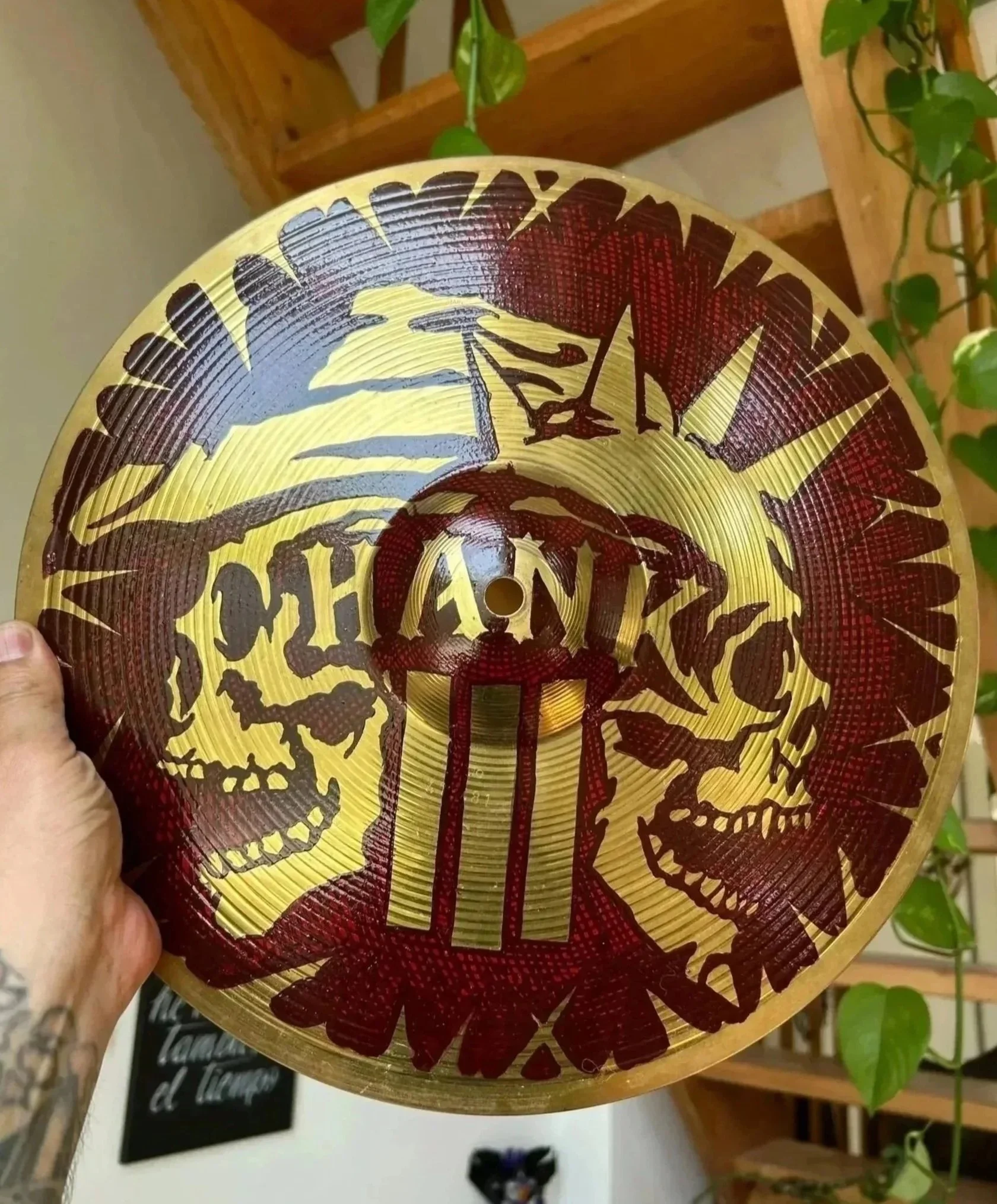 Hand painted, recycled hi  hat 