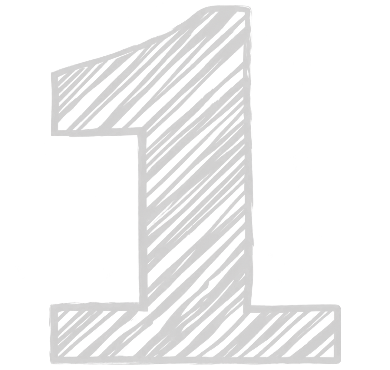 White number one in a 3D block style with a striped pattern