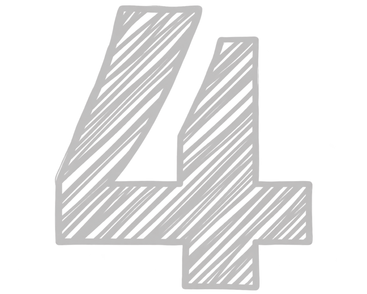 Illustration of a silver number four with diagonal lines as a cutout design.