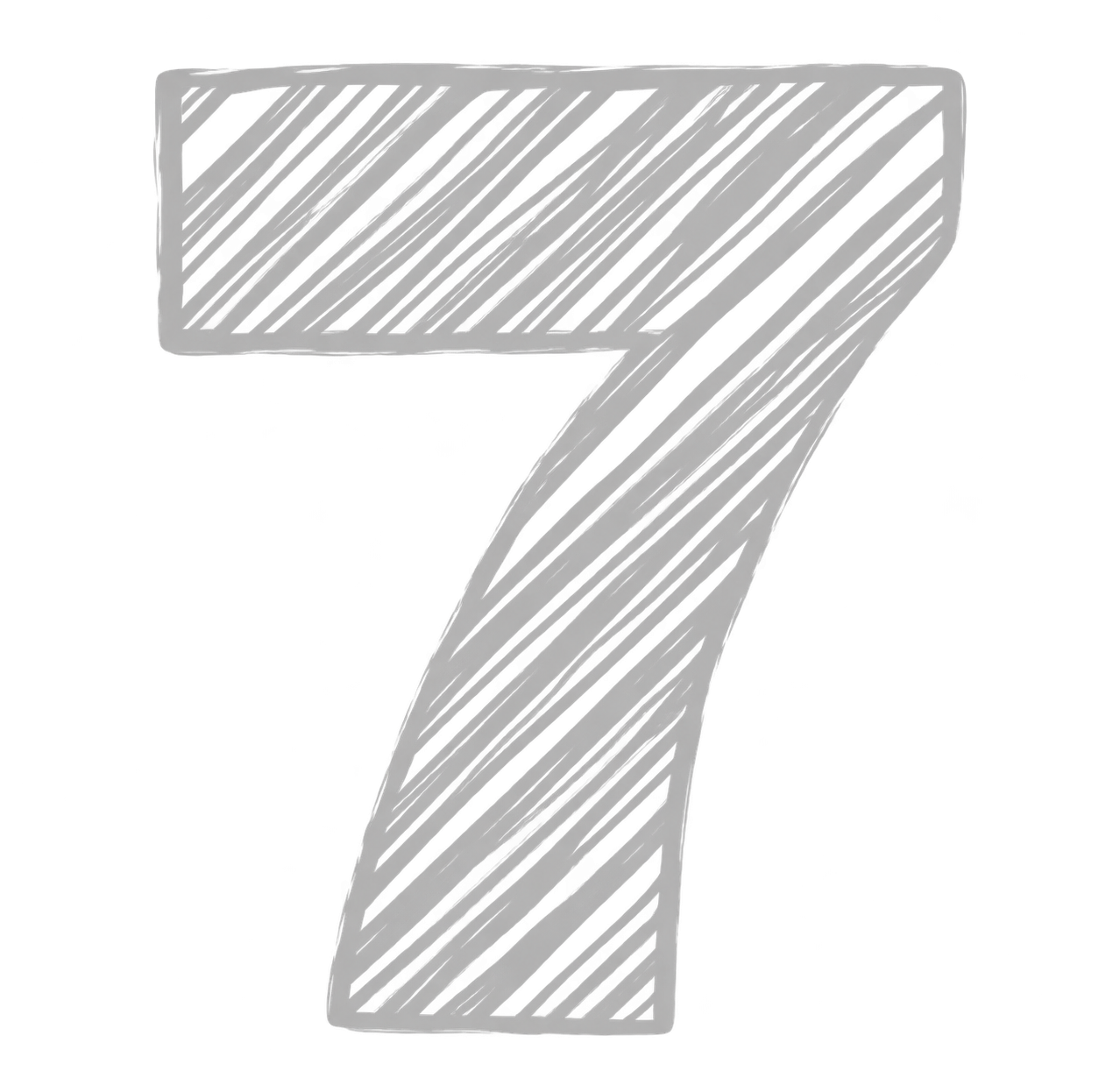 A metallic number seven with a twisted, striped design