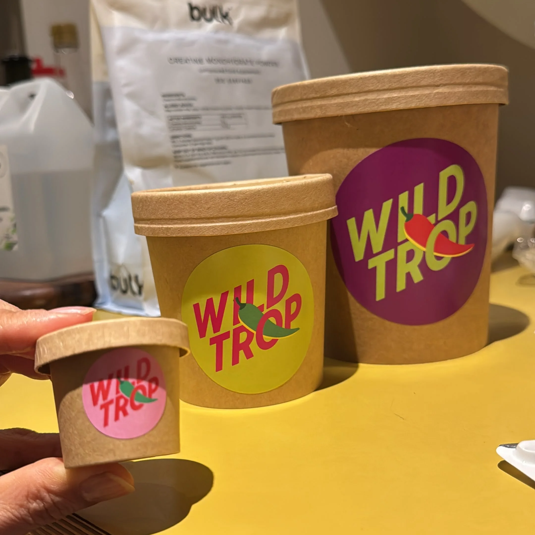 🚨Packaging update 🥡🥫🧃I simplified the label design to look more punchy and have better stand out. I refined the illustration. I&rsquo;m thinking 2 sizes: 100g / 250g. And the dinky pot is to give out when doing sampling. I had the idea of these s