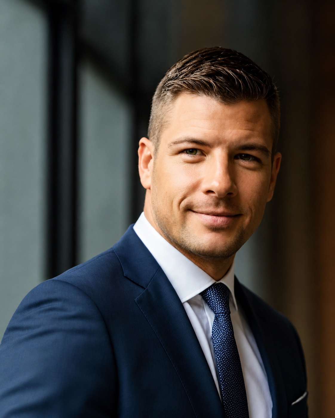 Andrew Wenhlowskyj in a navy suit, professional portrait.