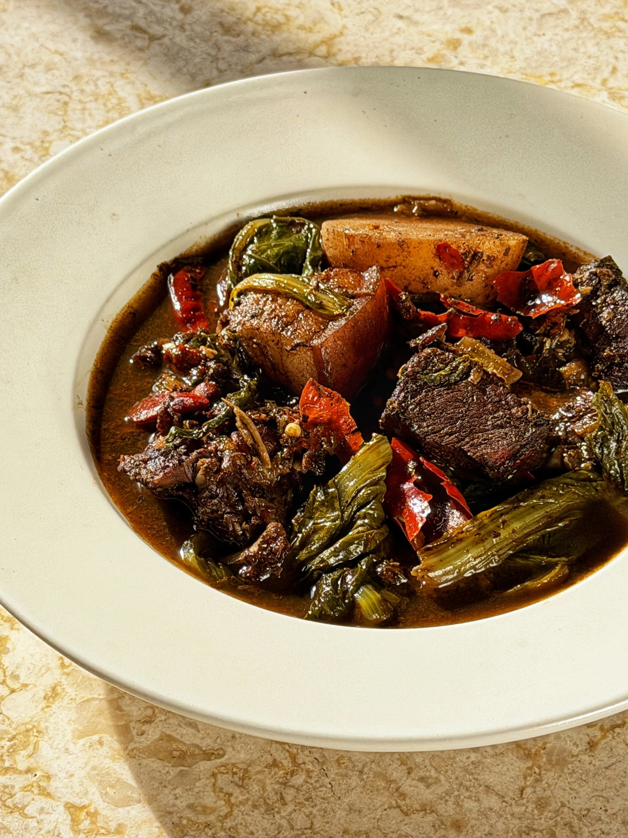Smoked Pork with Anishi and Mustard Leaves, Naga Smoked Pork Curry