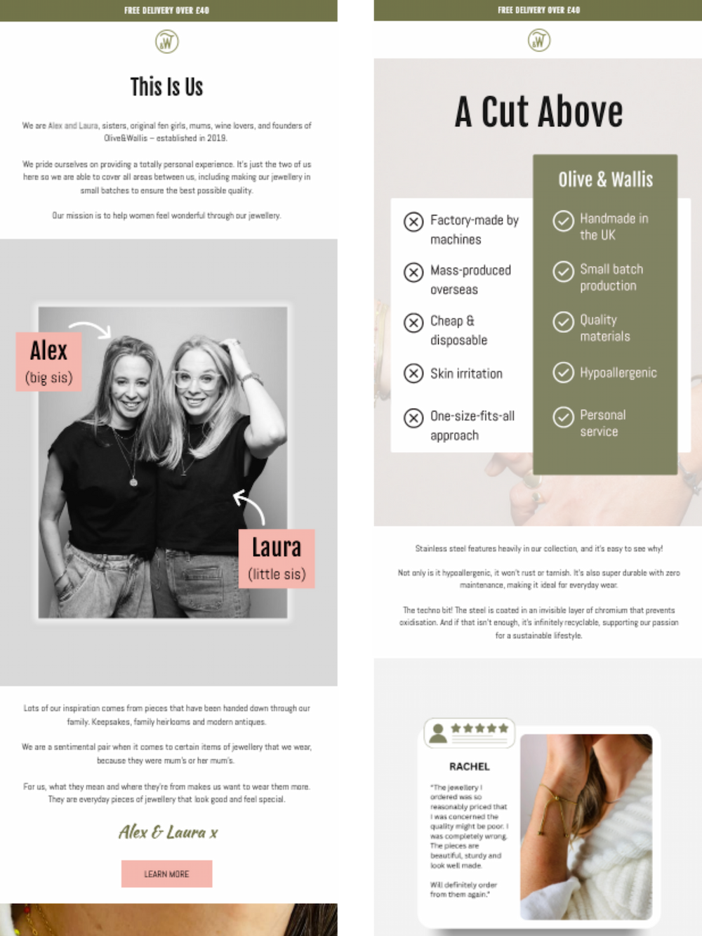 Olive & Wallis email examples.