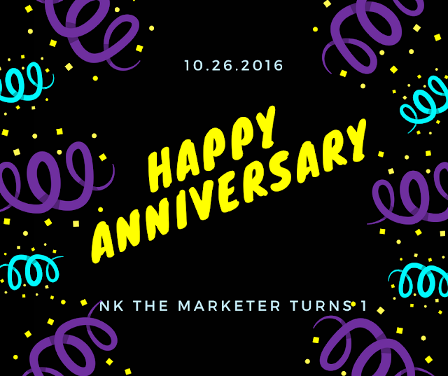 NK the Marketer one year anniversary graphic - milestone celebration and thank you
