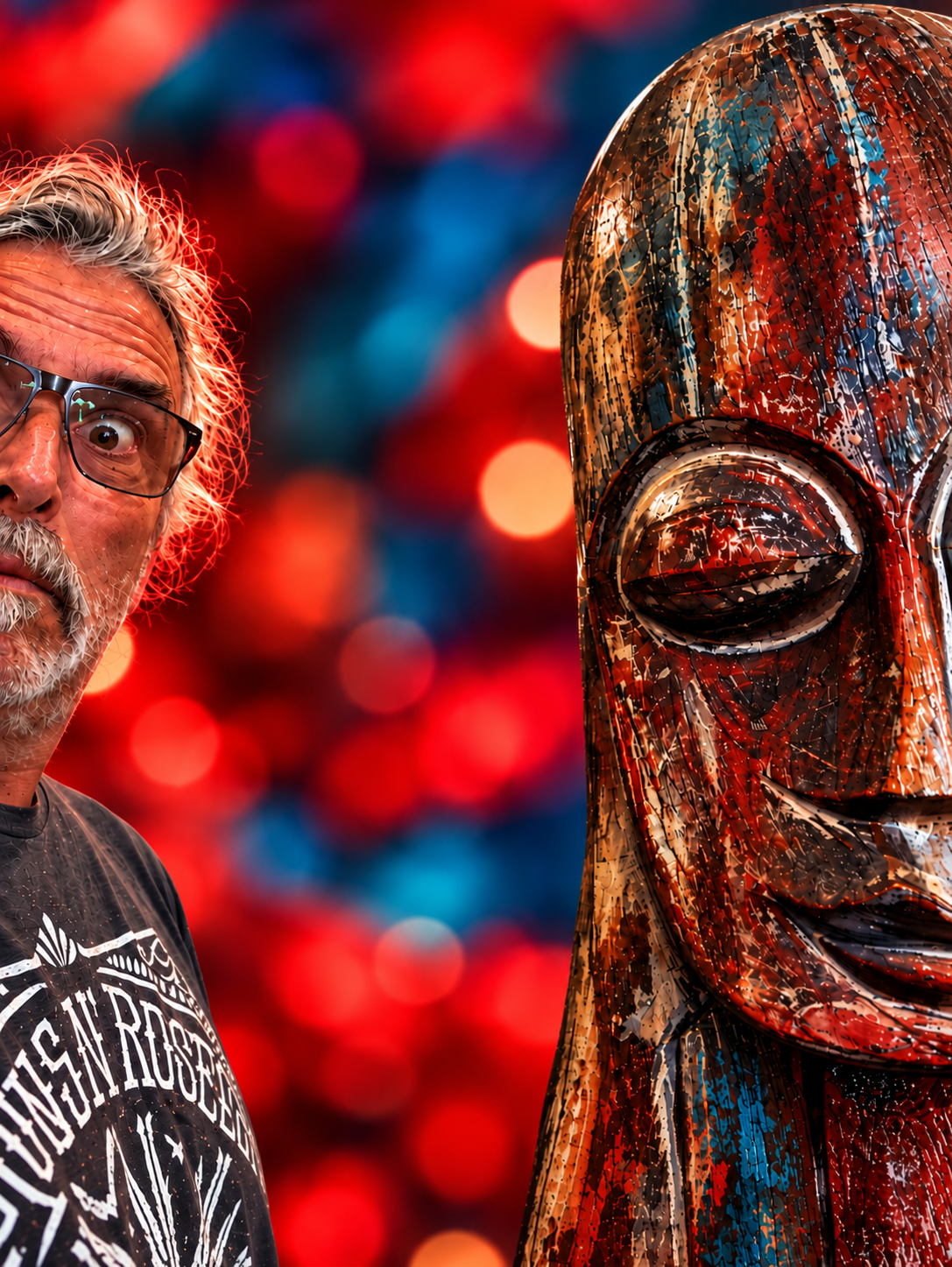 CC Man and Wooden Tiki Face.png