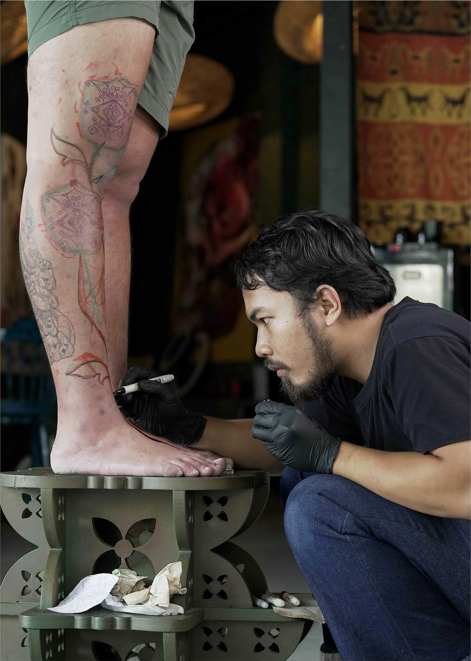 free hand stencil ornament tattoo