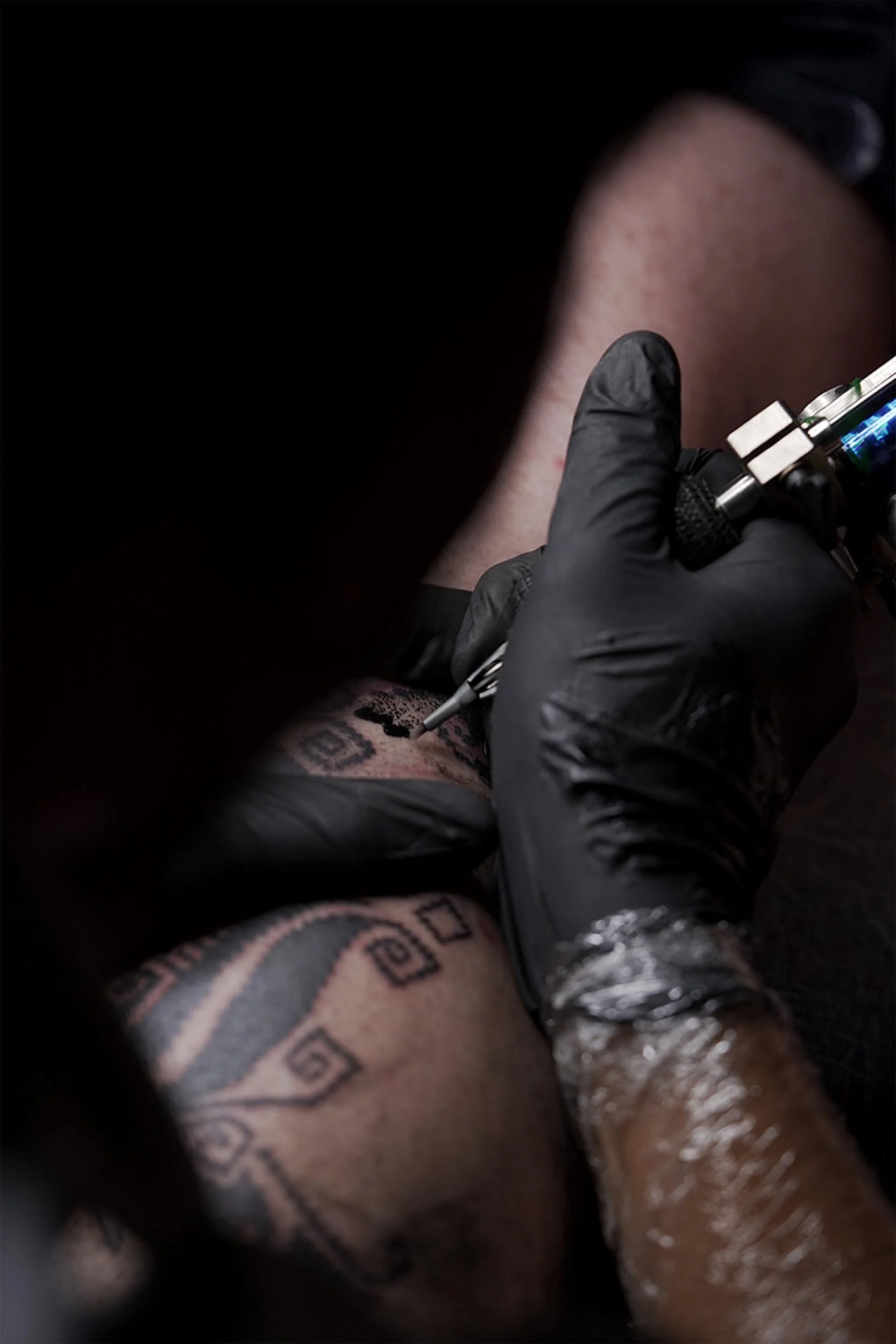 Bali based tattoo artist doing an ornamental black work