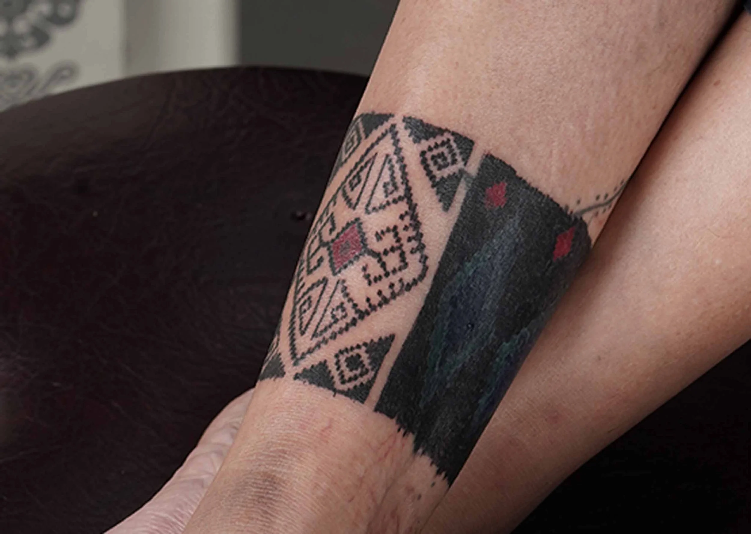 Ornamental Black work tattoo cover up in Bali
