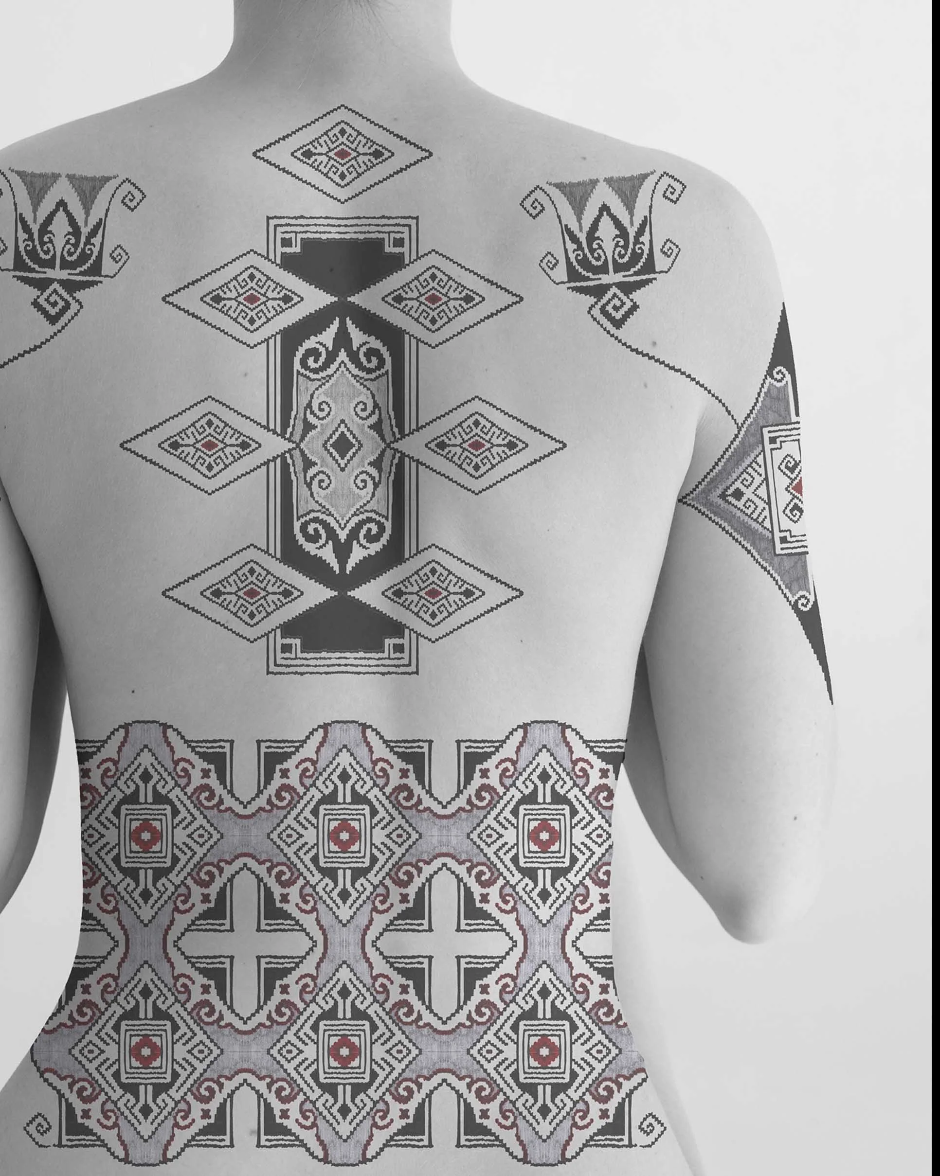 ornament semi body suit tattoo concept