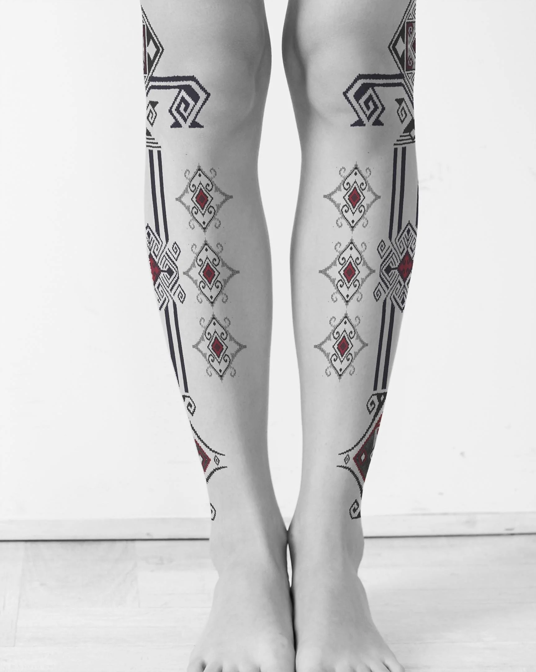delicate ornament tattoo idea on leg mockup 