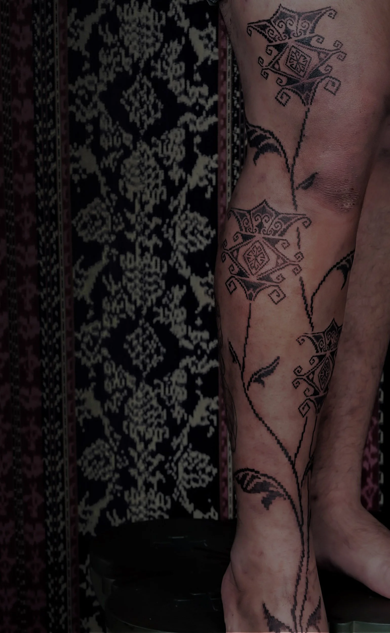 Ornamental Bali Black Work Tattoo with batik inspired pattern by SukaNasiKuicng