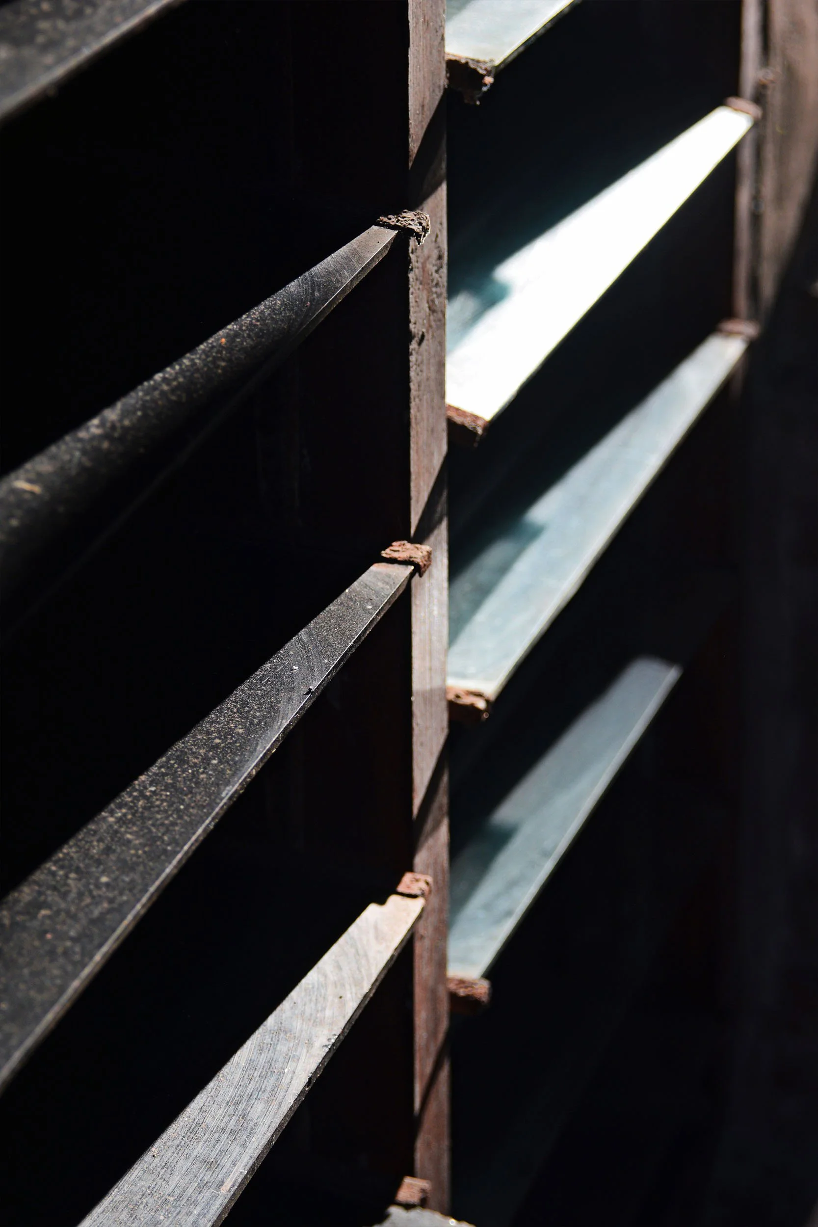 90's glass windows with chiaroscuro style photography