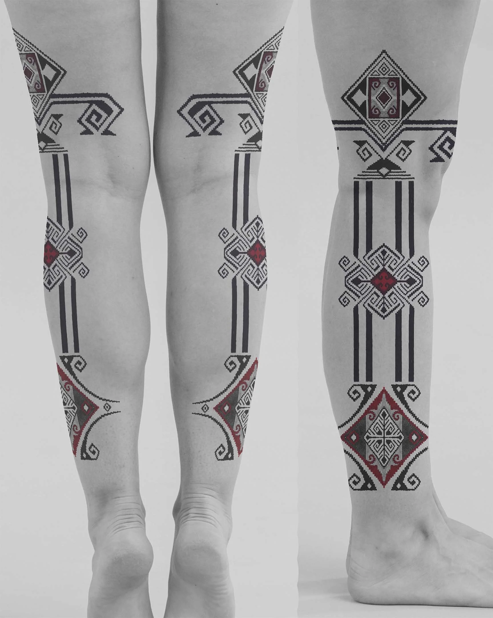 ornamental leg tattoo for the outer side of leg placement