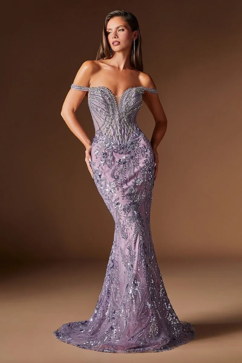 Glamorous Off-Shoulder Evening Gown