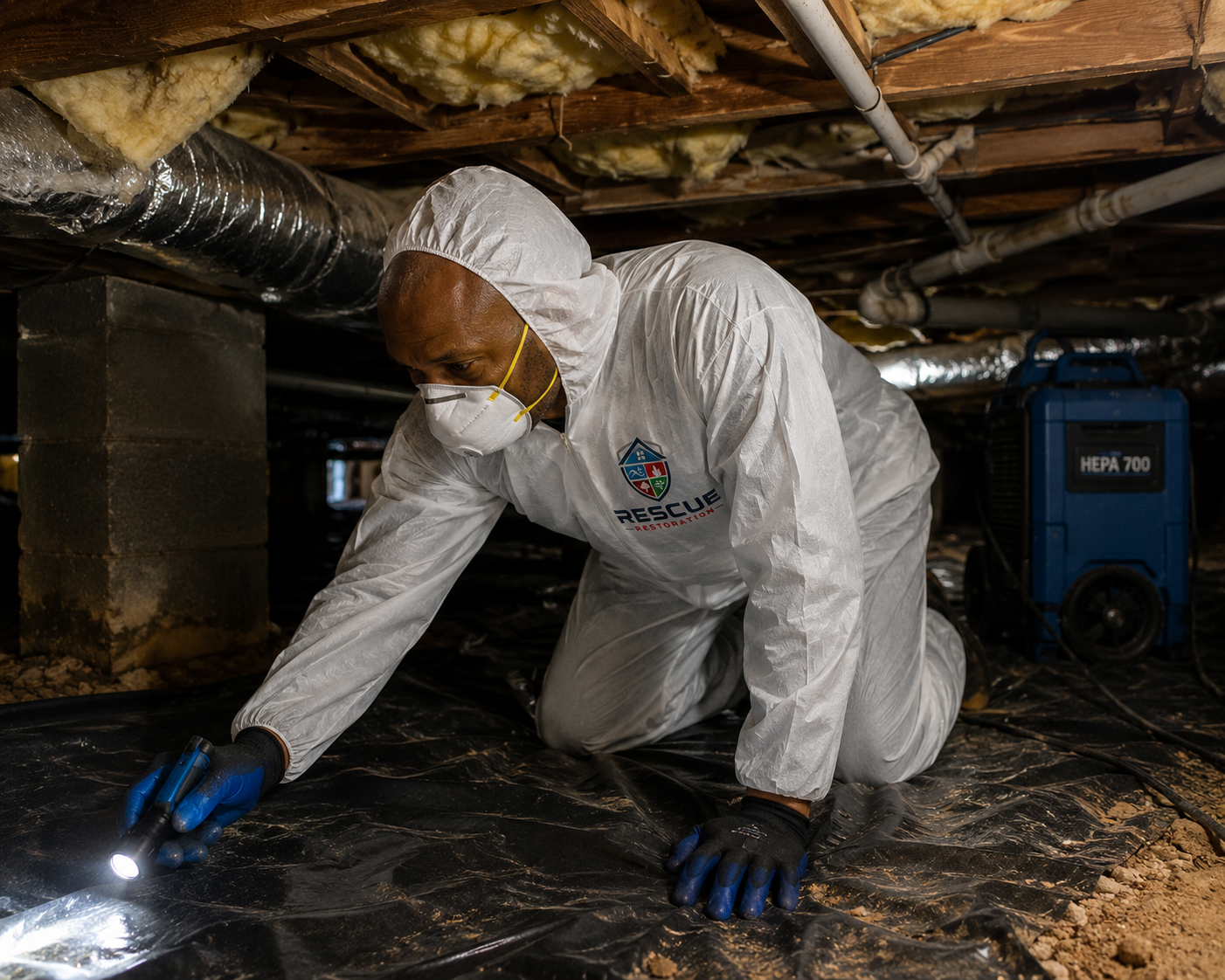 Oranssi technician working on a roof project