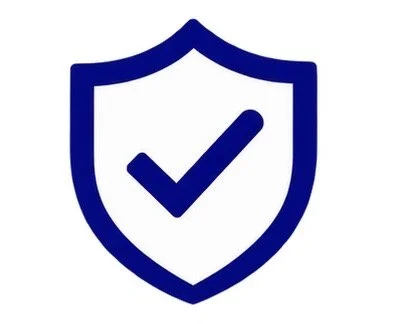Blue shield with a checkmark inside.