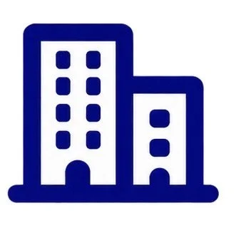 Icon of two blue office buildings.