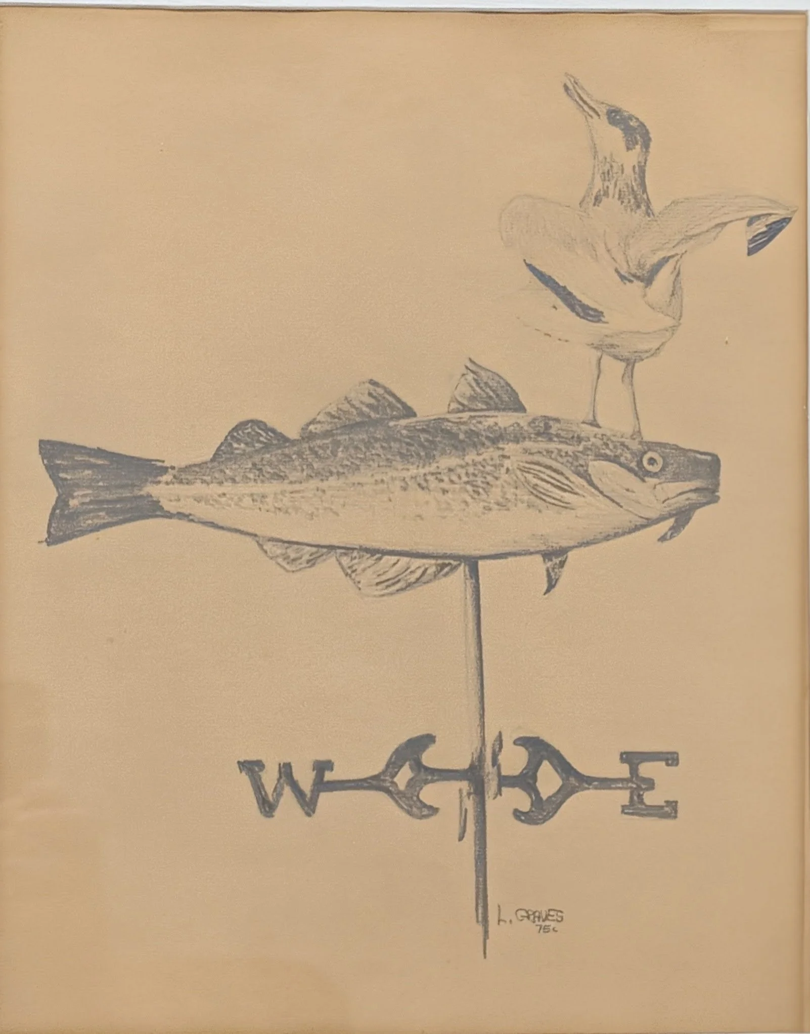Early drawing of a weathervane