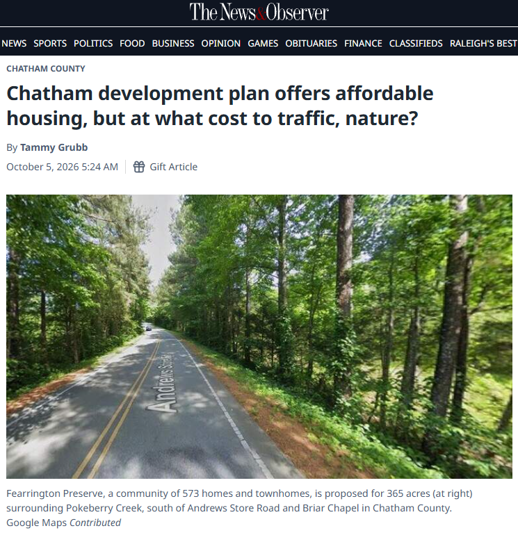 Chatham development plan offers affordable housing, but at what cost to traffic, nature?