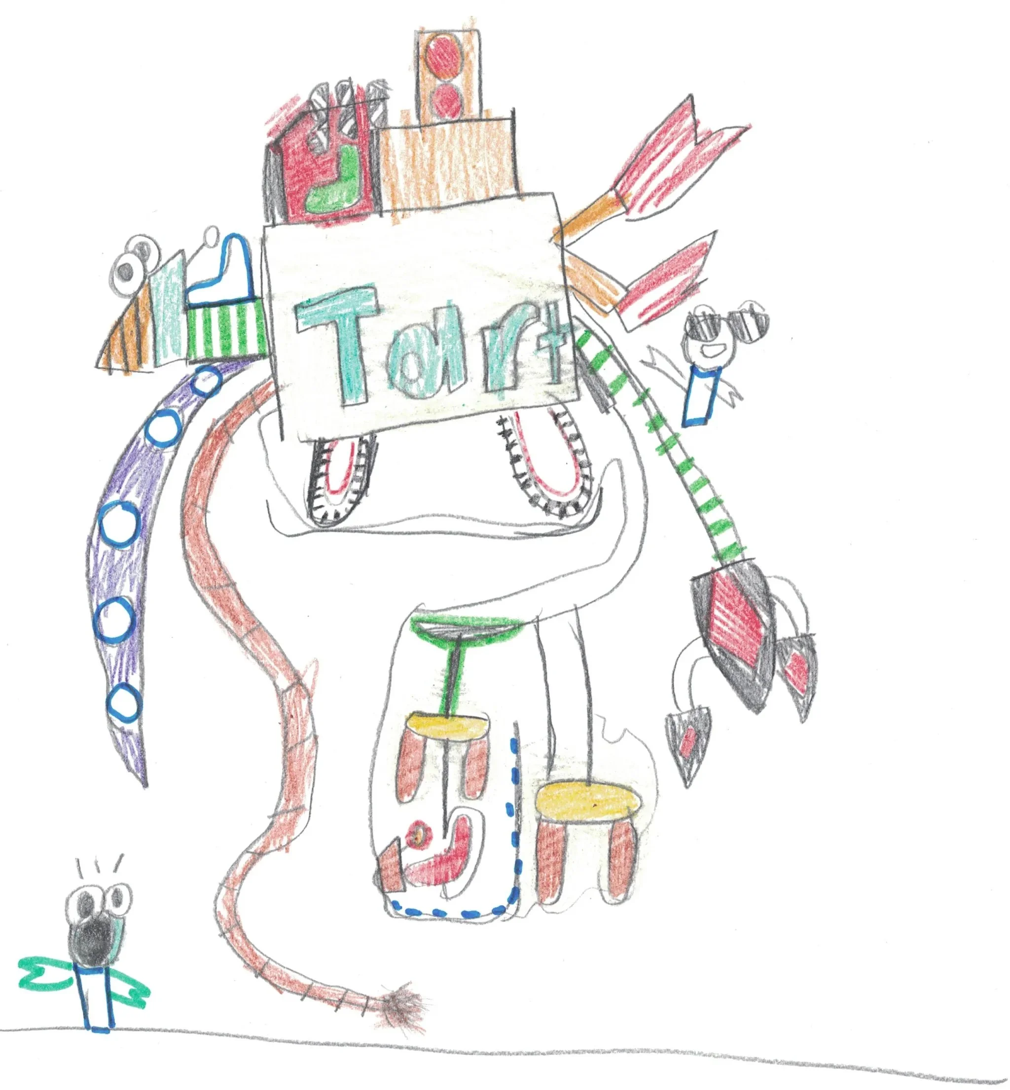 Tart Mega Machine: His beak is the drill and the machine flies.