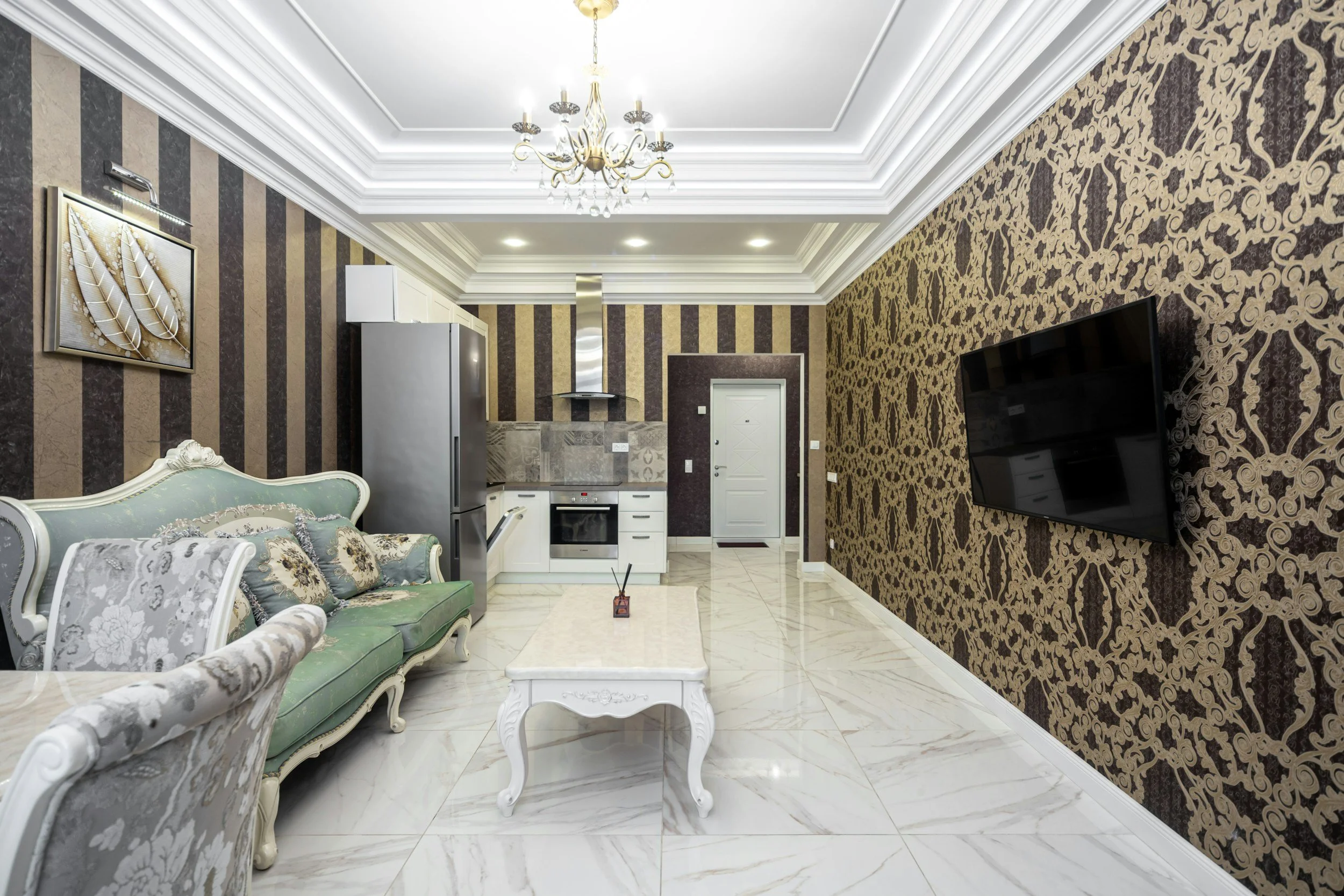 Luxury interior with statement wallpaper
