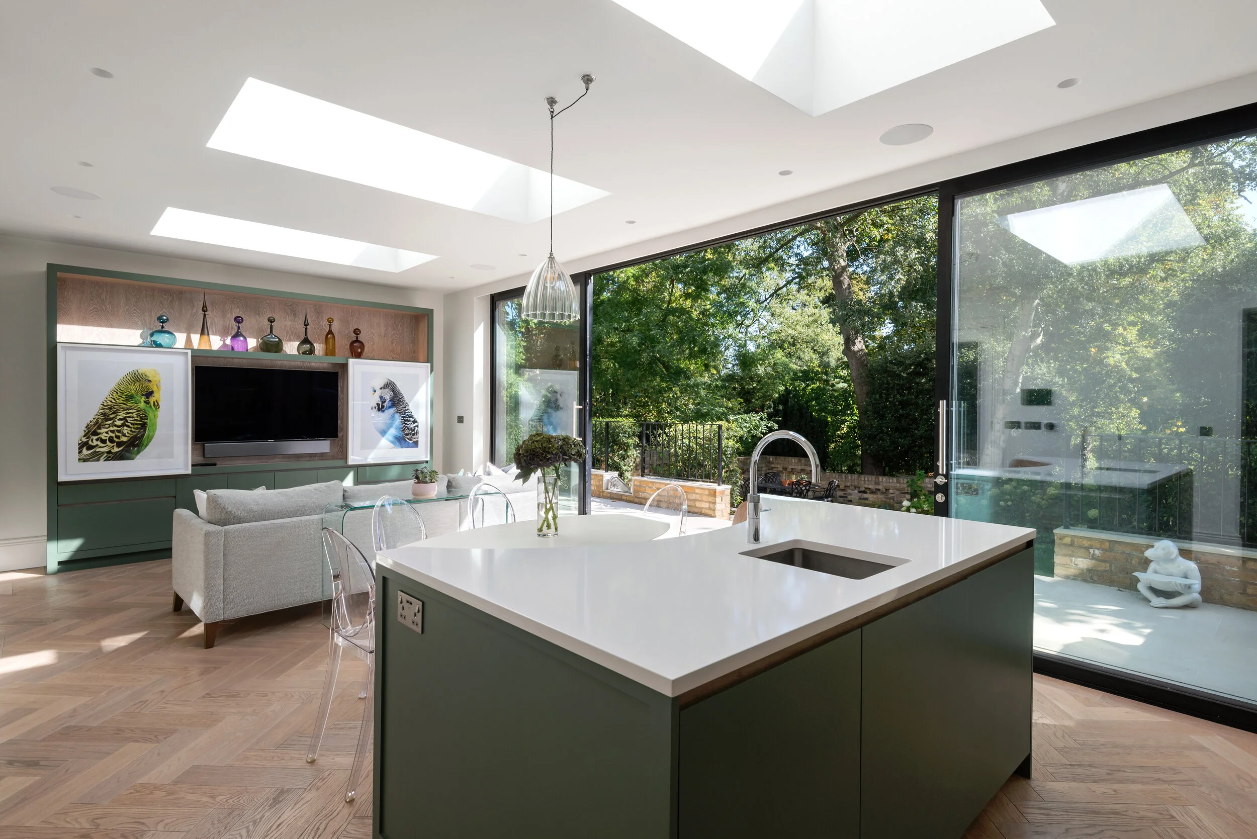 Kitchen extension and open plan living design by Barnes Design in South West London.