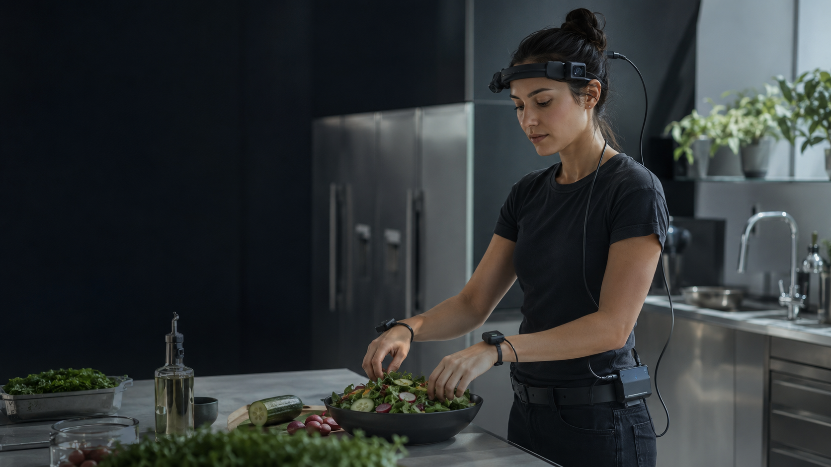 EGO multimodal data-capture system recording a real-world salad preparation task.