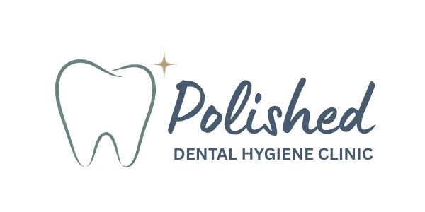 Logo for Polished Dental Hygiene Clinic featuring a stylized tooth with a sparkle and the clinic's name.