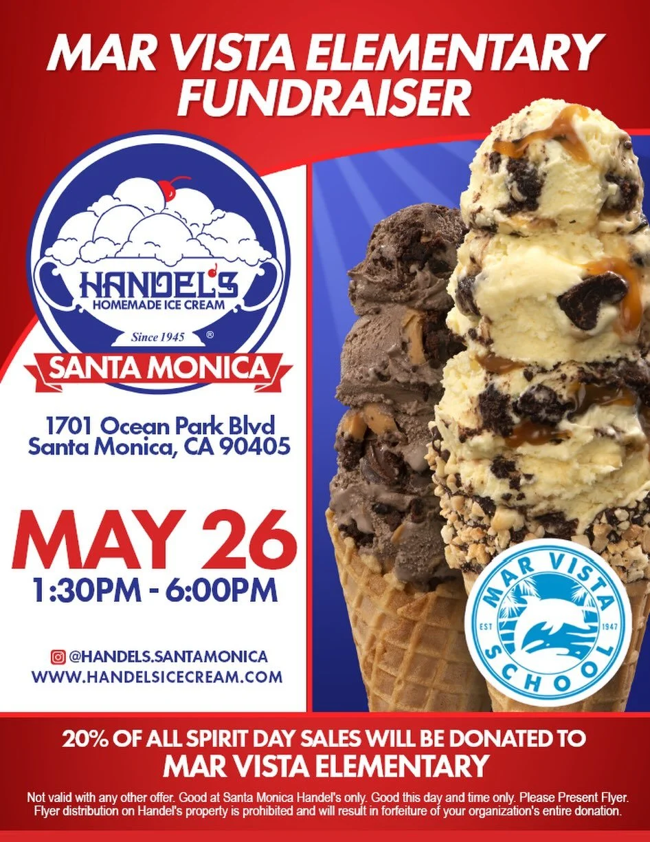 The finish line is in sight! Celebrate the end of the school year rush with a scoop (or two) at Handel&rsquo;s 🍦 in Santa Monica - Tuesday, May 26th. With over 100 flavors, the hardest part is choosing. See you there! 
1701 Ocean Park Blvd.
1:30-6pm