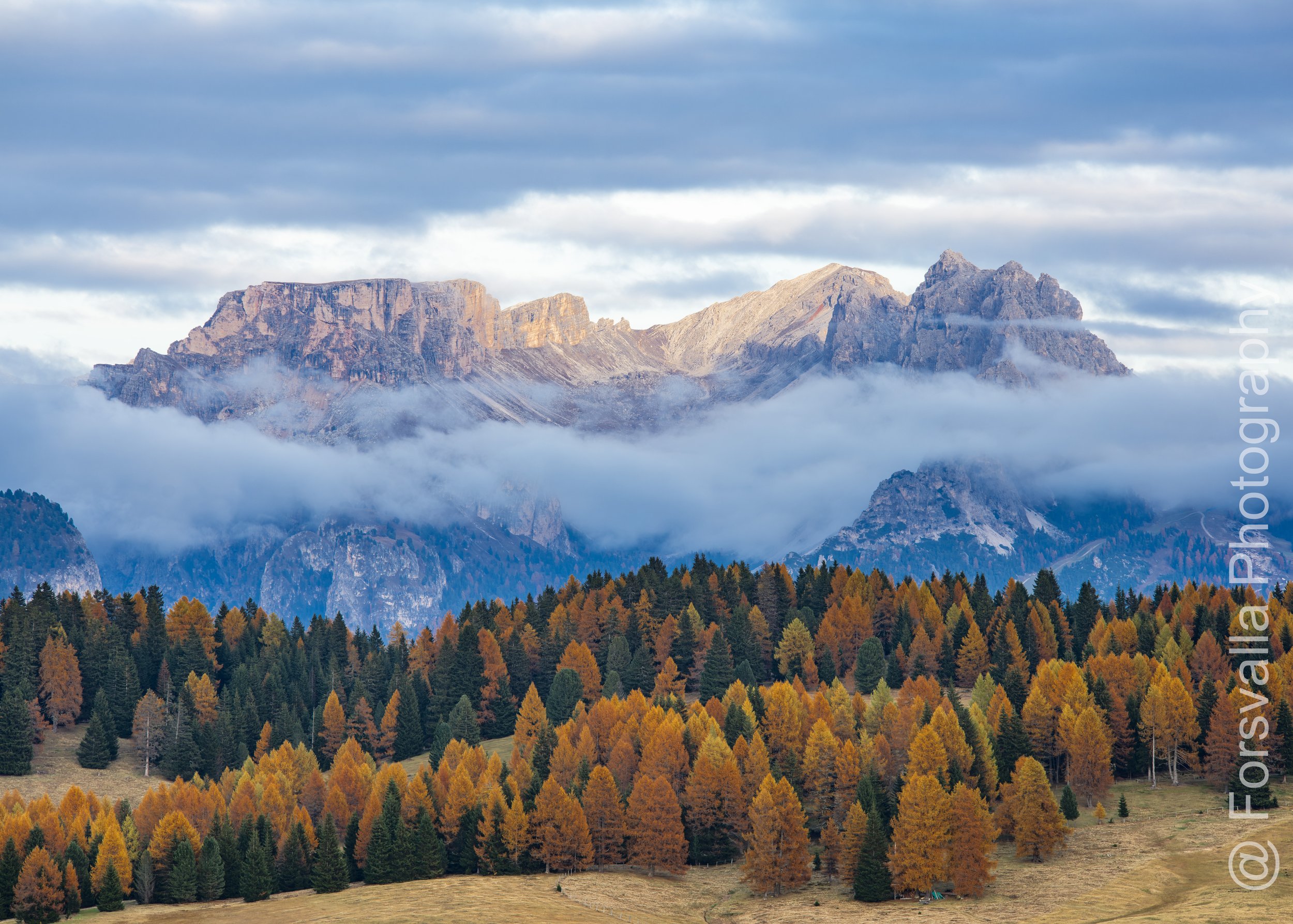 Dolomites - Low clouds in sunset