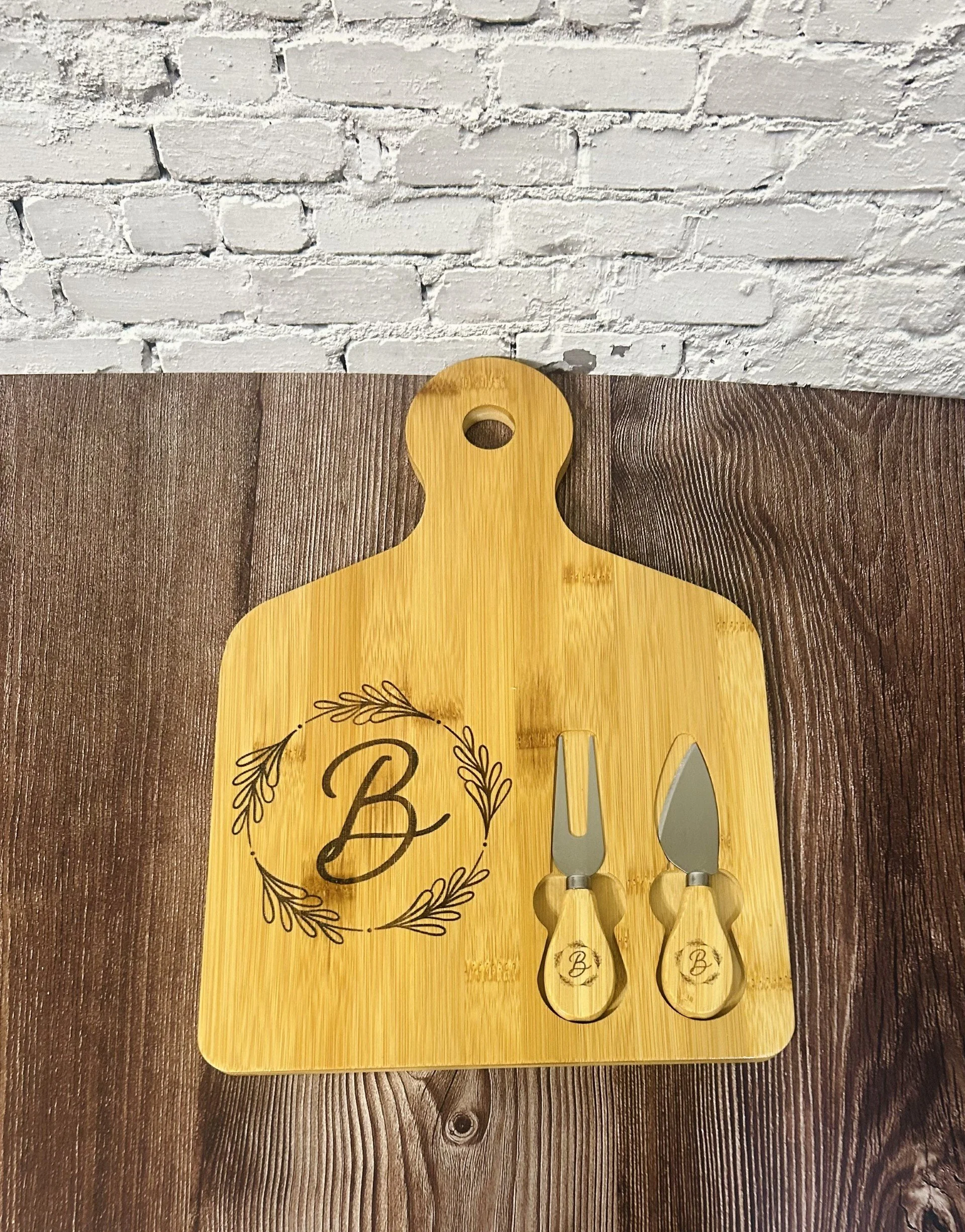 Personalized Bamboo cheese Board Set