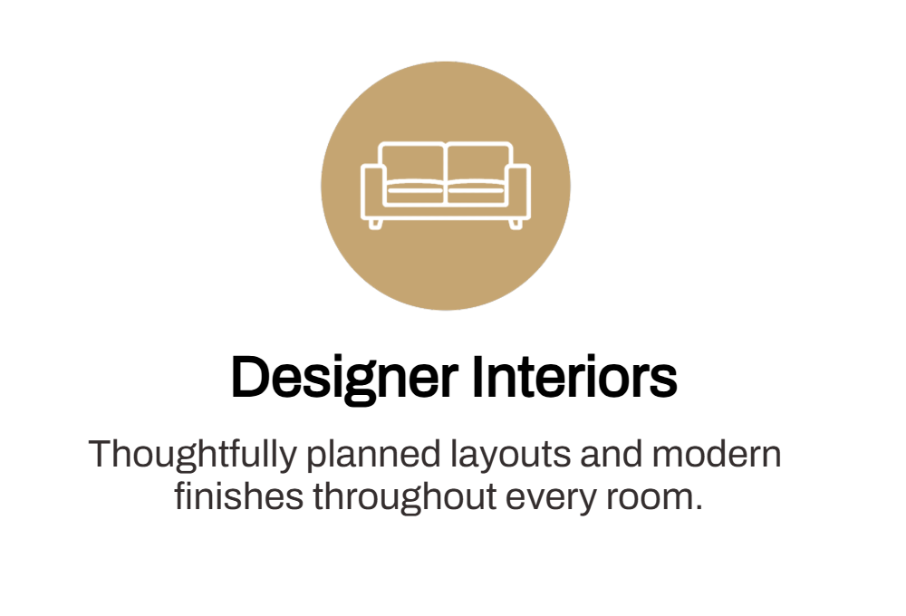 Sofa icon representing designer interiors with modern finishes at MODCA Suites