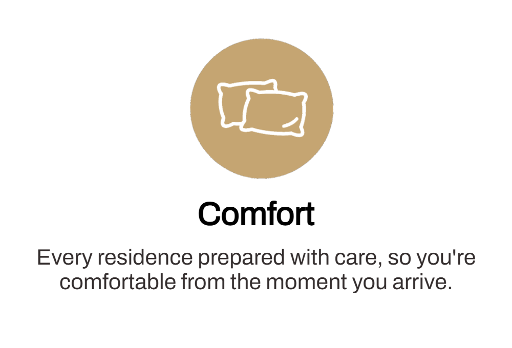 Pillow icon for comfortable, well-prepared MODCA Suites short stay residences
