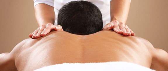 Person receiving a back massage