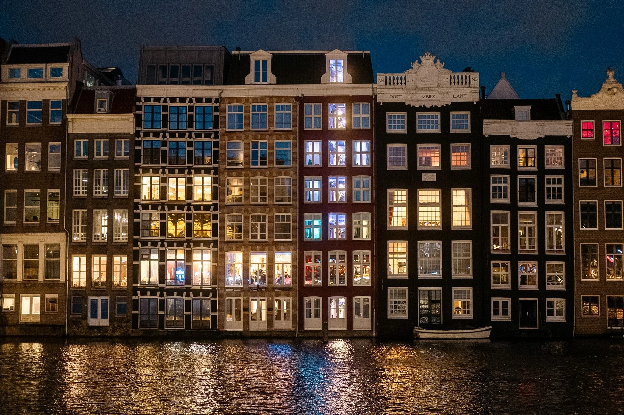 Damrak row houses Amsterdam, The Netherlands 