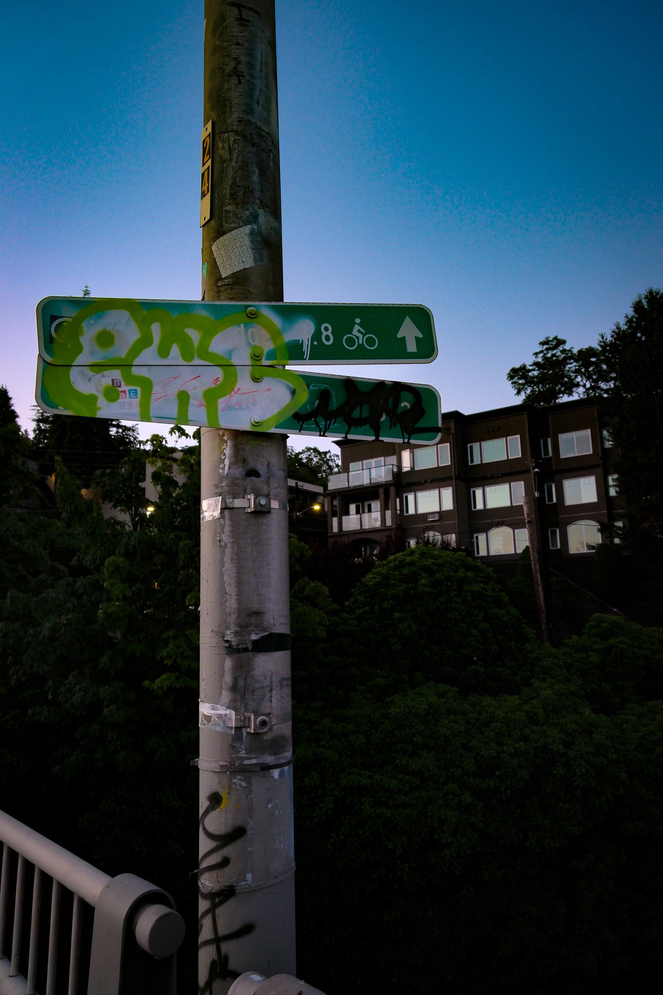 Graffiti street sign in Seattle Washington 