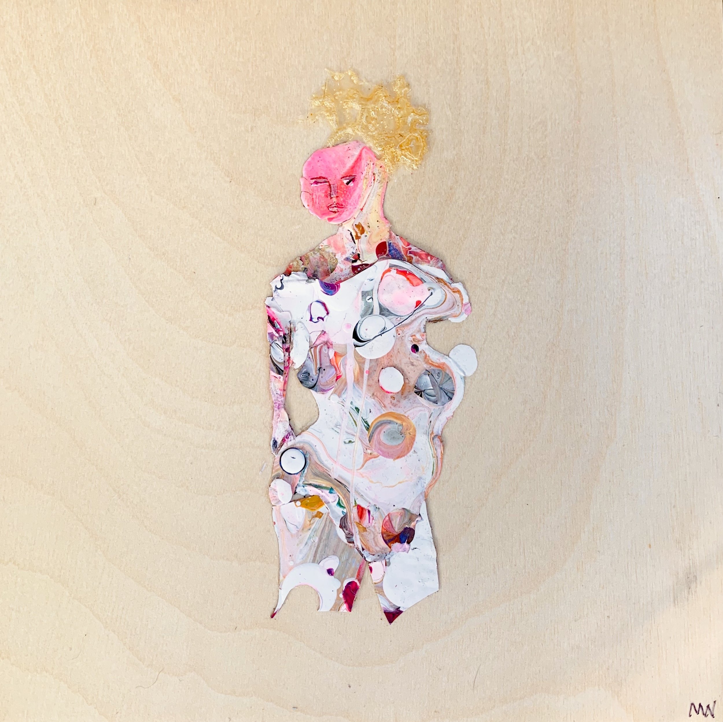 M Westervelt pink in the face acrylic skin on wood panel 8"x8".jpeg