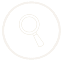 Magnifying glass icon inside a circle