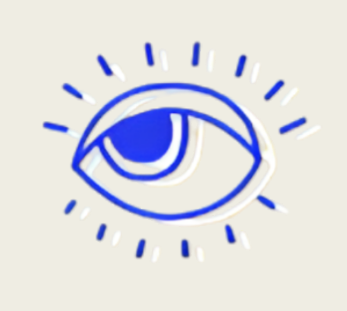 Illustration of a human eye surrounded by radiating lines