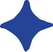 Blue diamond-shaped star with curved edges on a black background