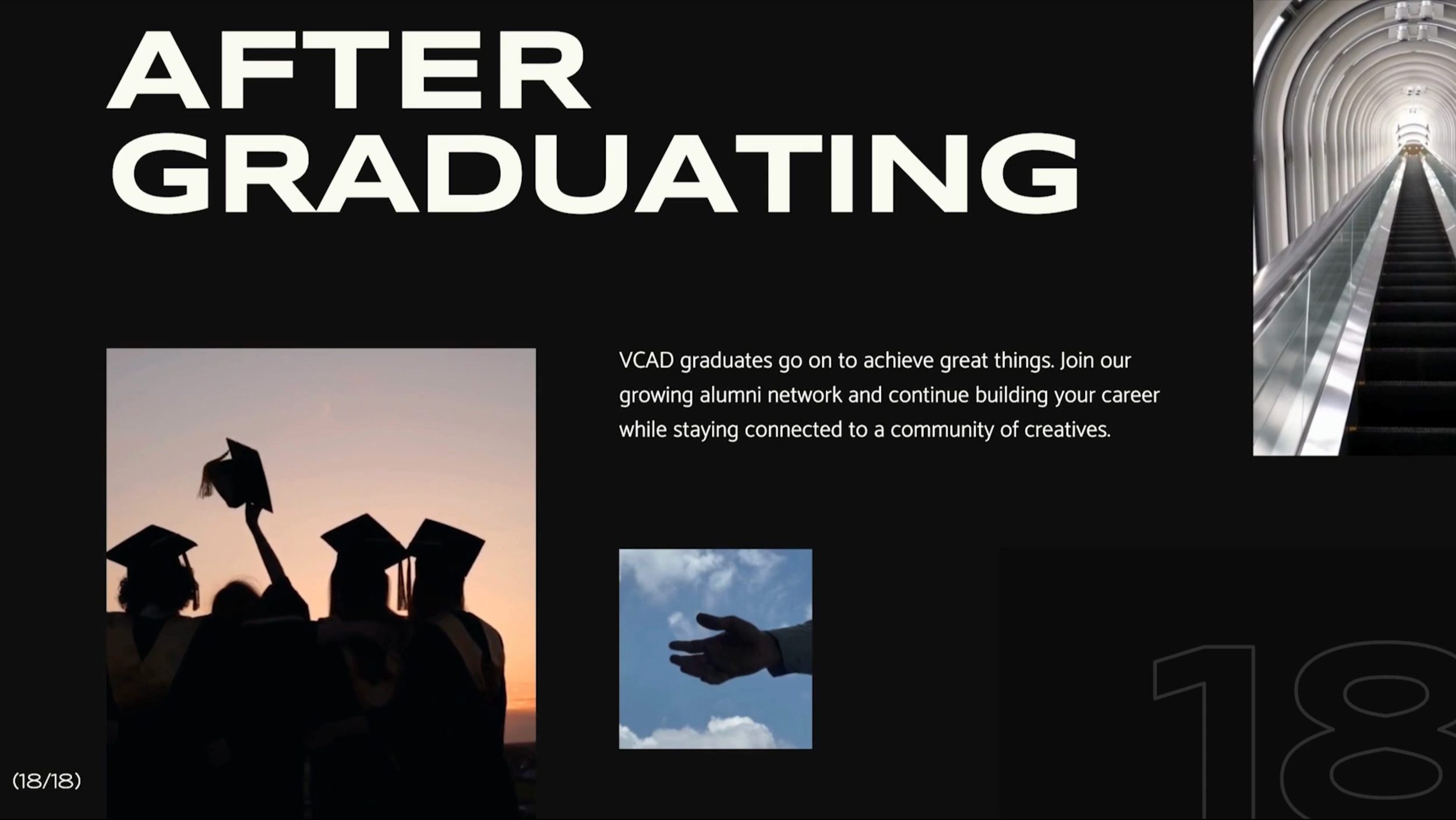 Graduates wearing caps and gowns celebrating outdoors at sunset.