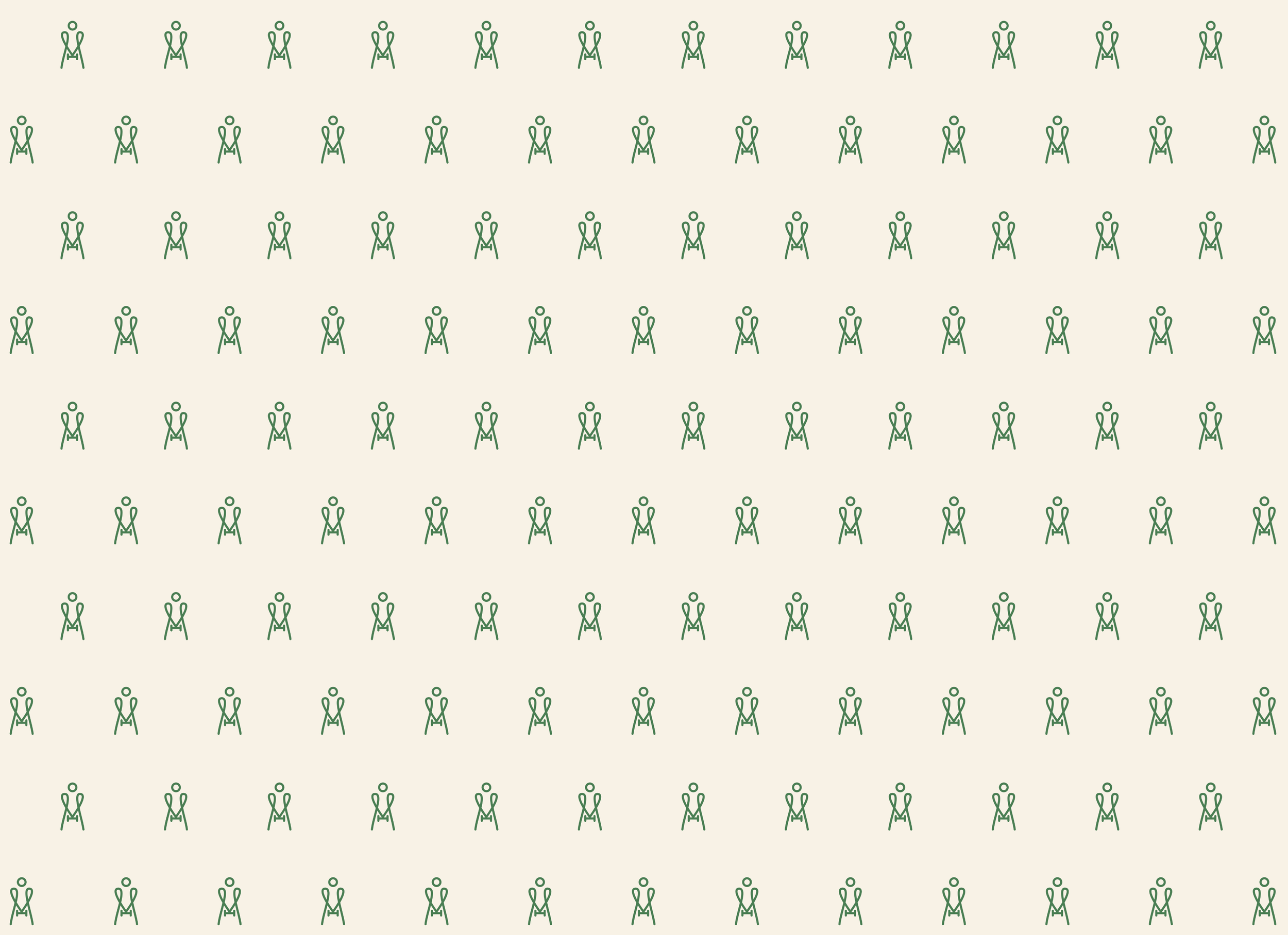 A repeating pattern of minimalist green line drawings of two people sitting closely together, facing each other, on a simple chair.