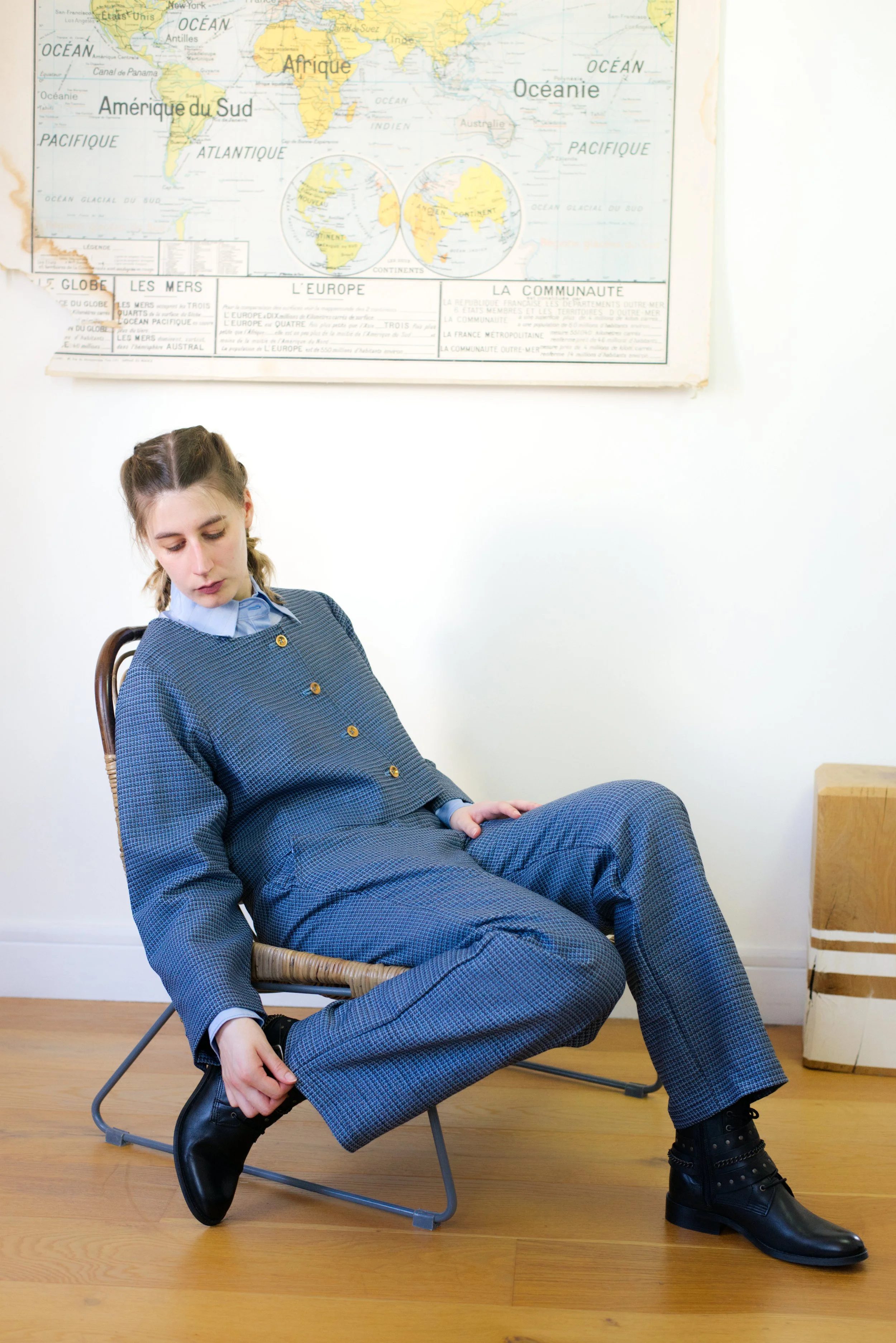 Veste Monobloc - Laine et Soie - Bluefin /
Pantalon Droit - Laine et Soie - Bluefin