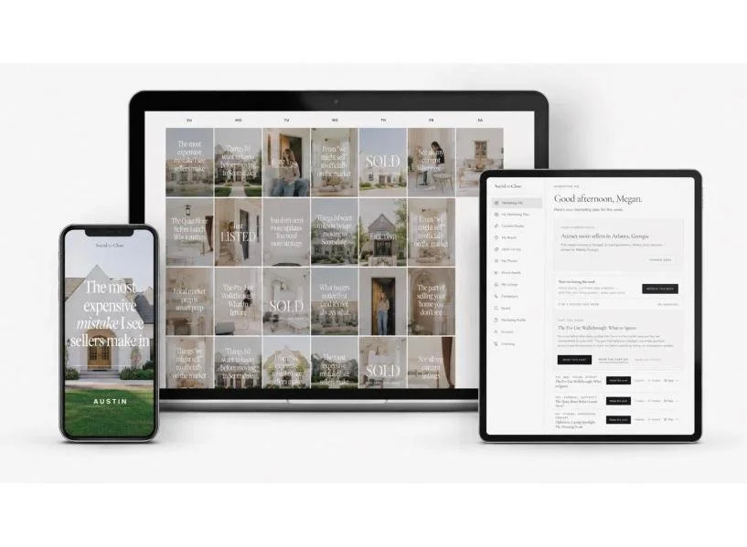 Social to Close content shown on laptop, tablet and phone