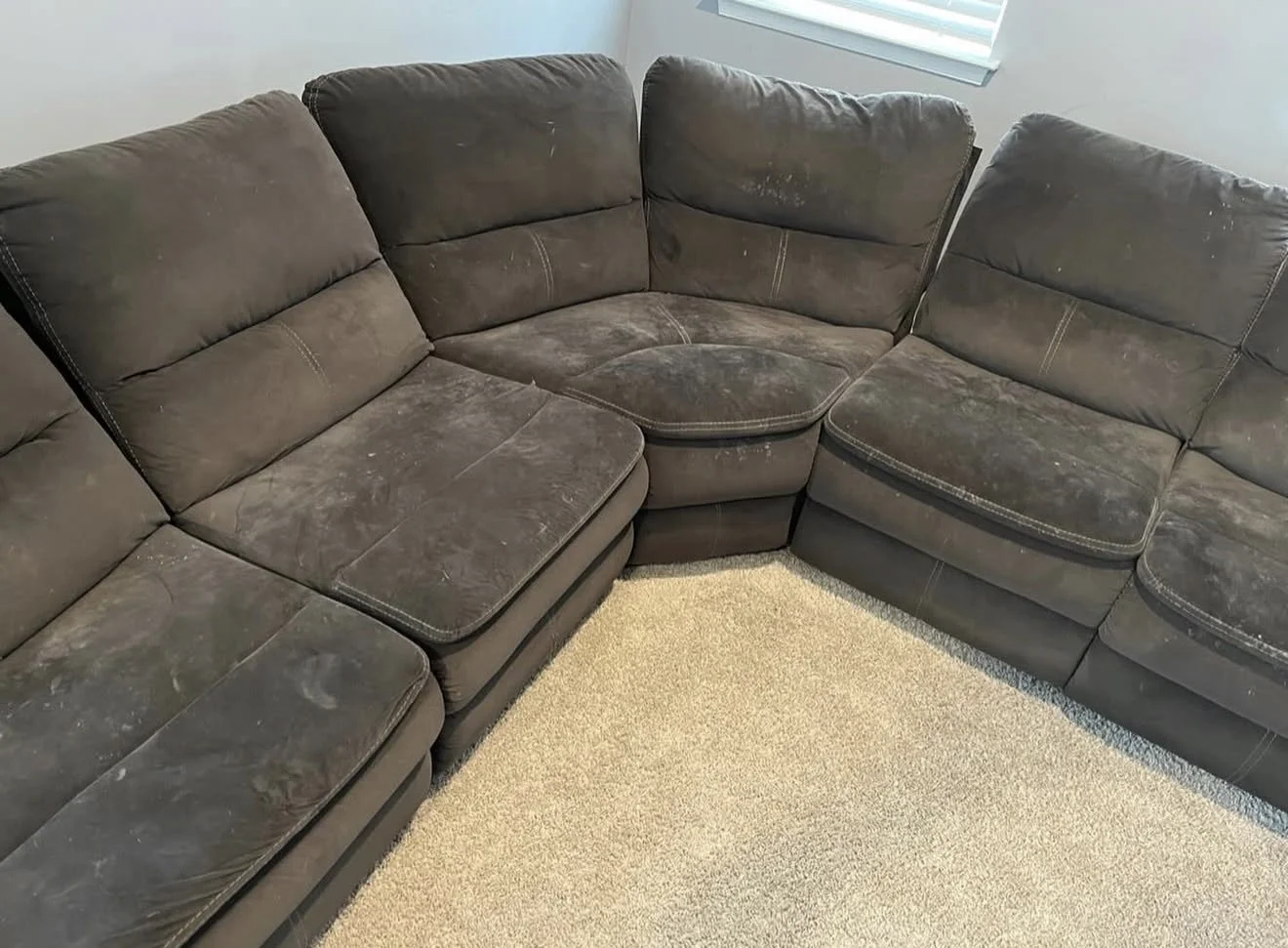 Sectional before professional upholstery cleaning