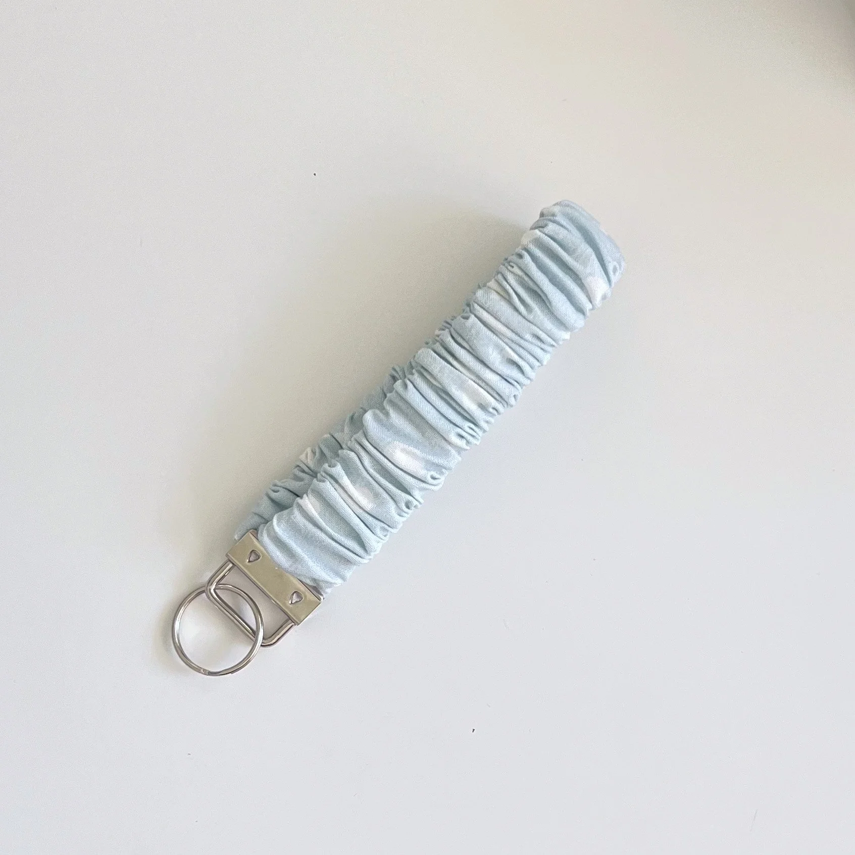 Elastic Wristlet Keychain - Blue with White Dots