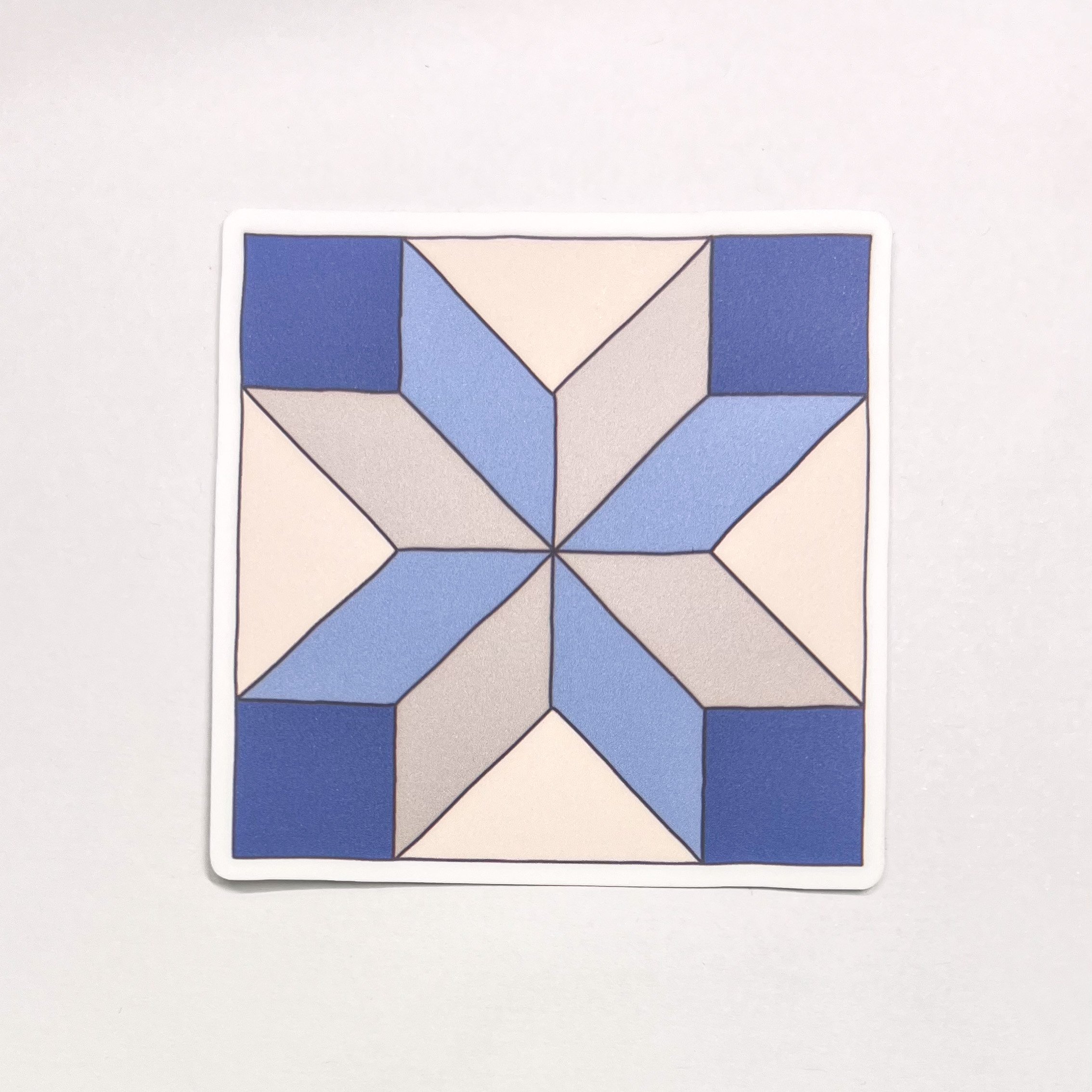 Blue and Tan Quilt Square