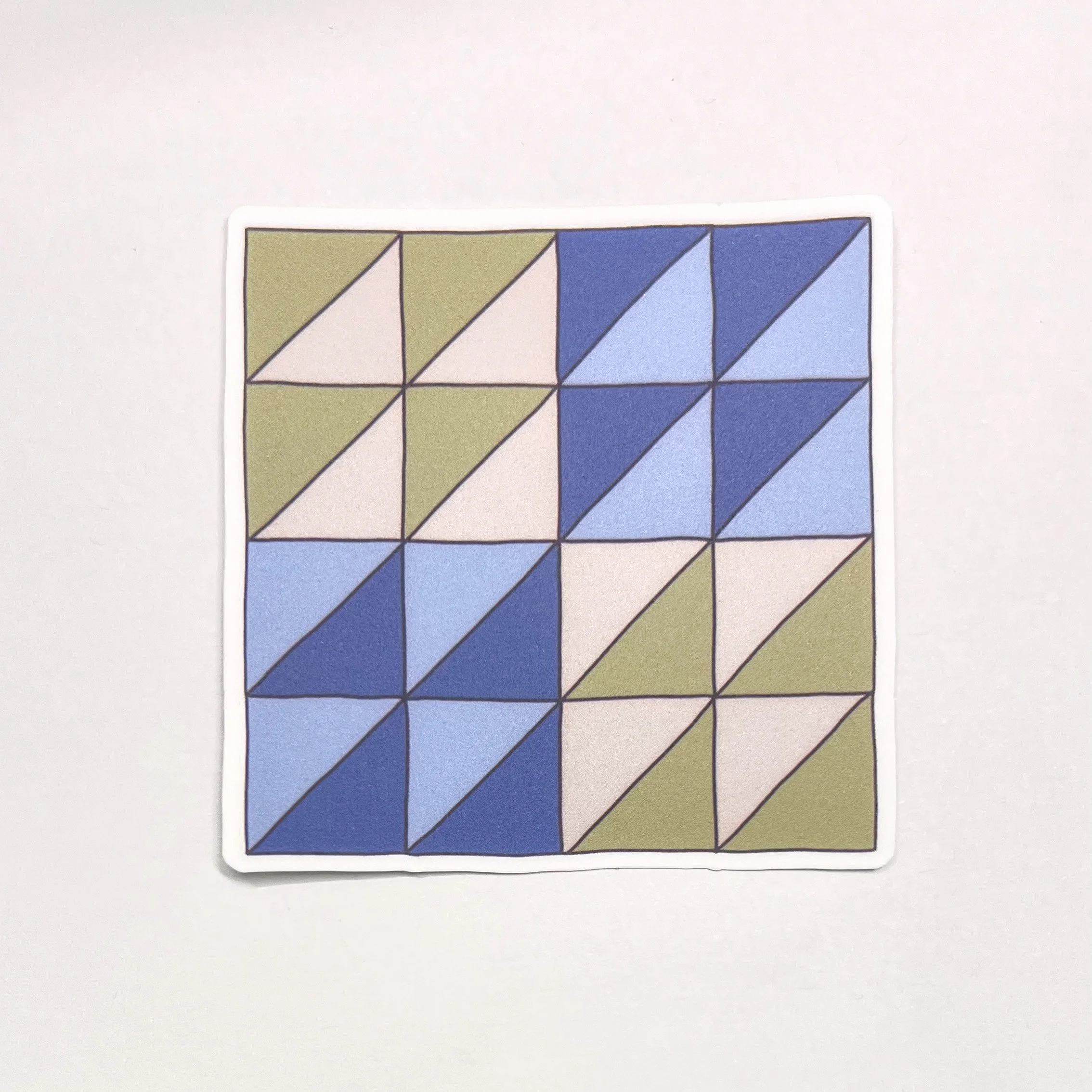 Blue and Green Mini Triangles Quilt Square