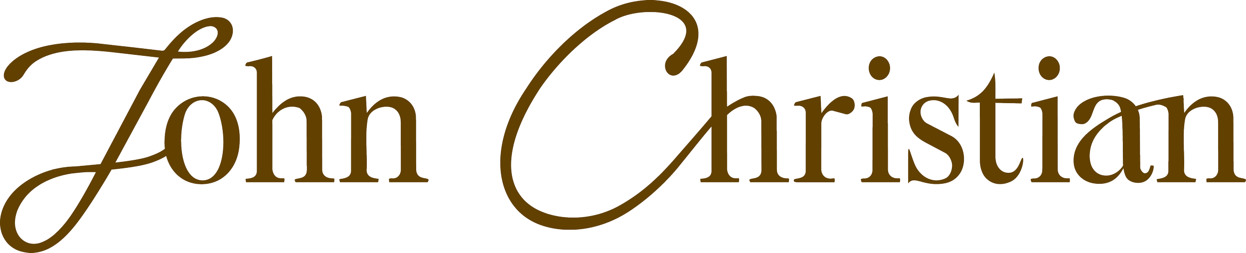 Stylized text reading 'John Christian' in brown cursive font.